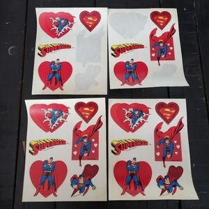 Superman Vintage 1993 DC Comics Valentine's Day Stickers Lot of 4 Bundle Red